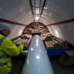 Almacenamiento de maletas en la bodega de un avión